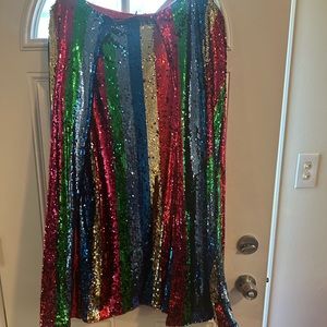 Xpluswear Rainbow Sequin Cape Mini Dress